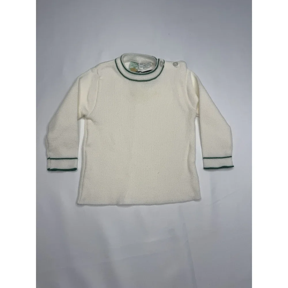 Vintage Mine Alone Knit Baby Jumpsuit Train Acrylic Green 2pc Holiday Overalls‎